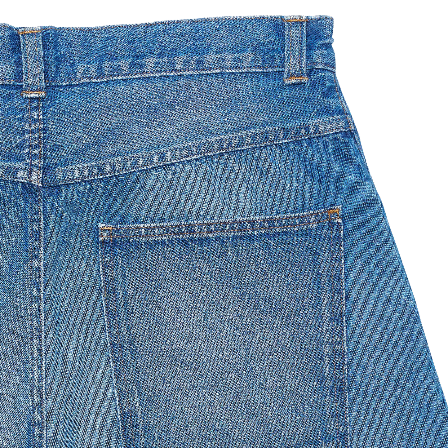 Double Knee Worker Short Blue (Mid Stone Faded)