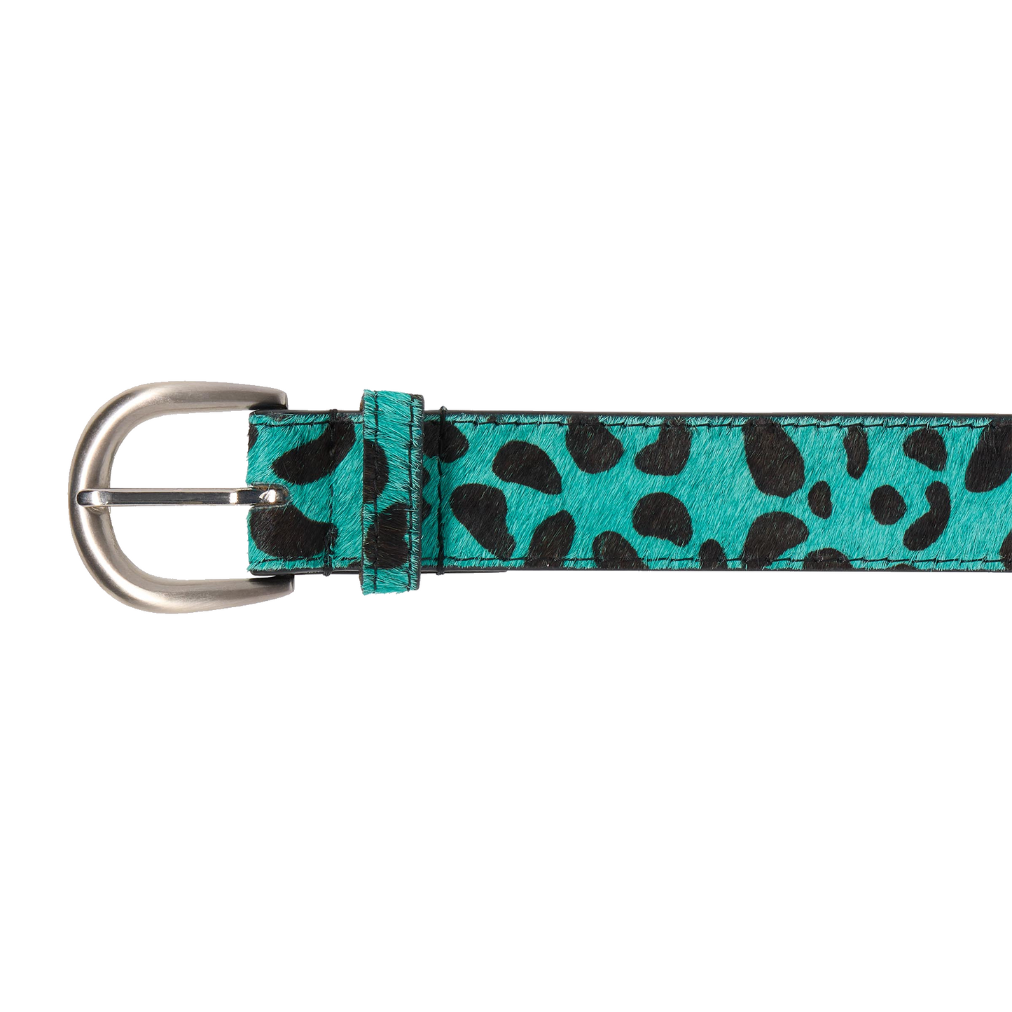 Leopard Hairy Belt Baltic / Black