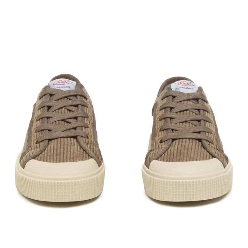 Sanjo K200 Corduroy Brown Sneakers pair, front view