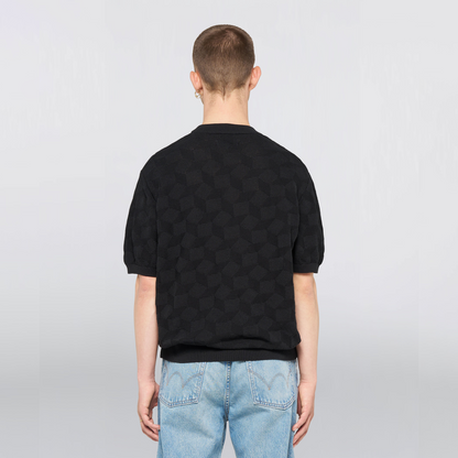 Block Knitted T-Shirt Black