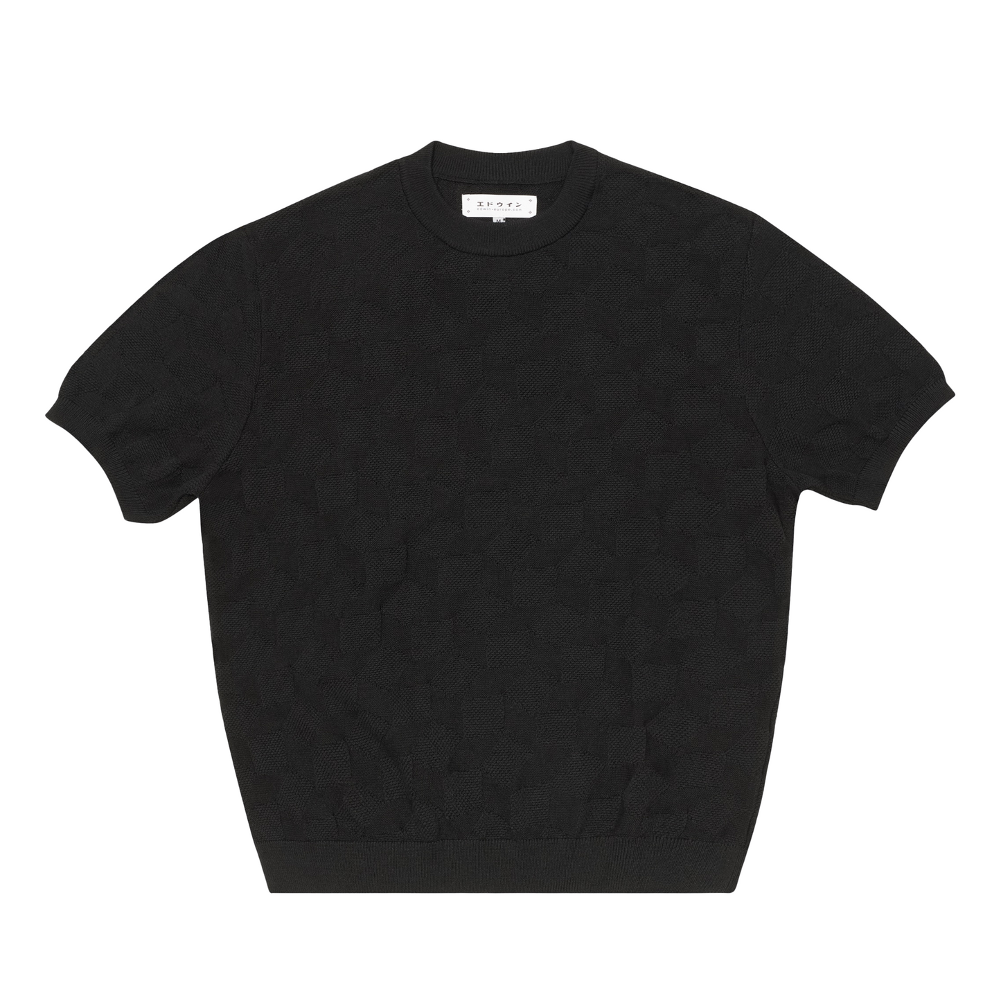 Block Knitted T-Shirt Black