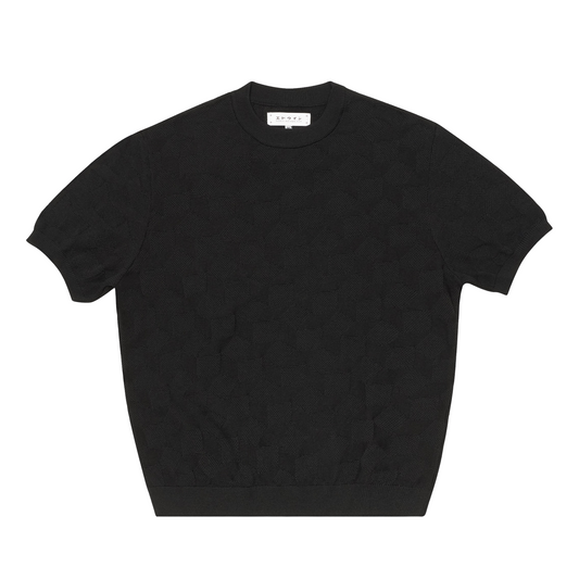 Block Knitted T-Shirt Black