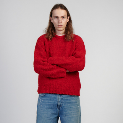 Dun Textured Sweater Fiery Red
