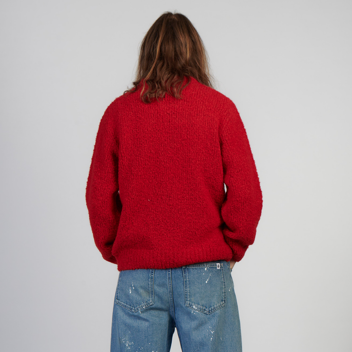Dun Textured Sweater Fiery Red