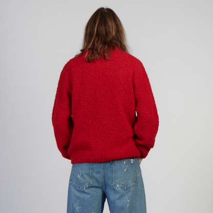 Dun Textured Sweater Fiery Red
