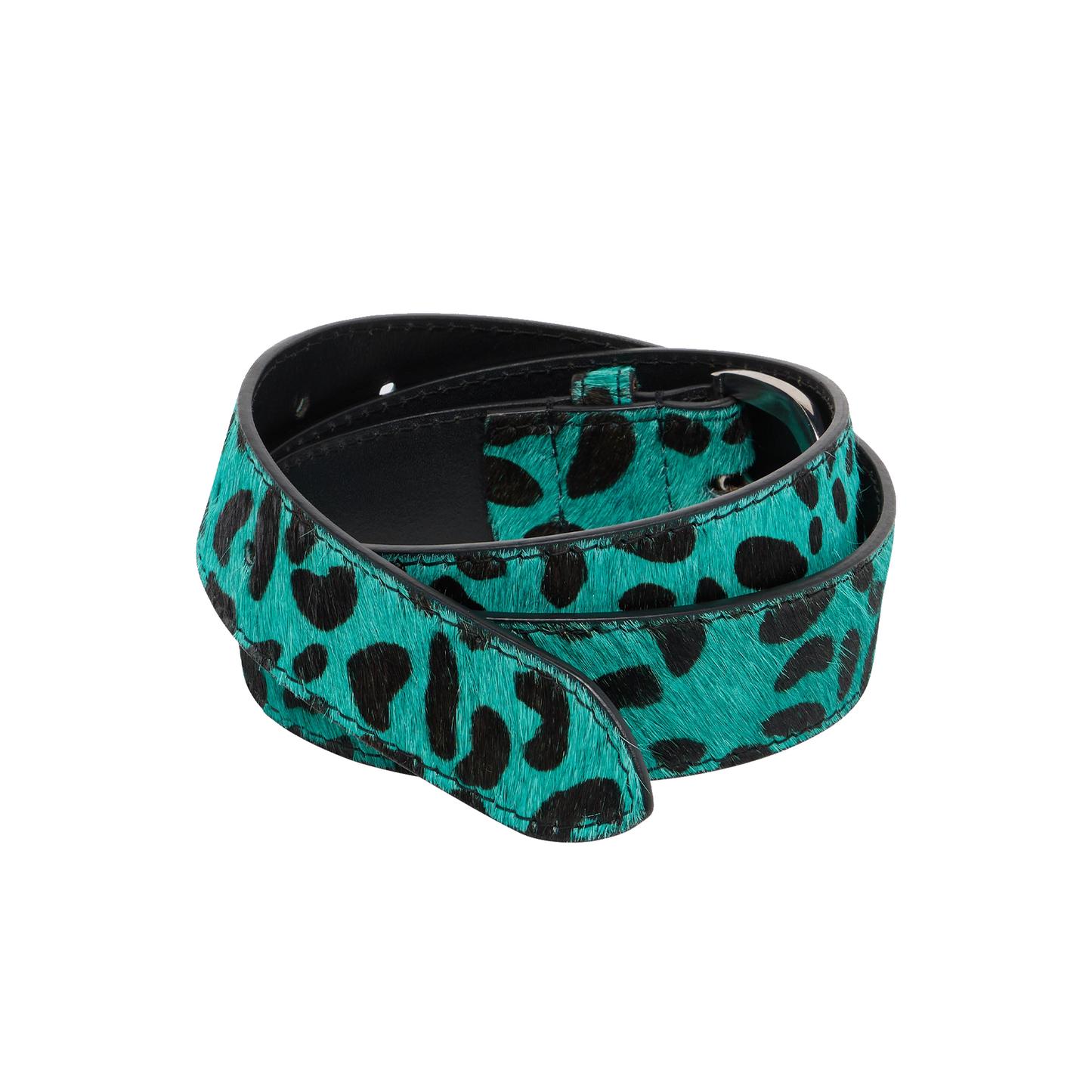 Leopard Hairy Belt Baltic / Black