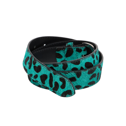 Leopard Hairy Belt Baltic / Black