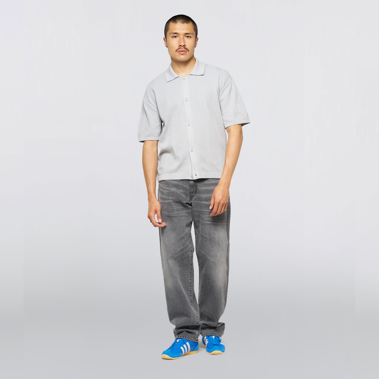 Luis Buttoned Polo Grey