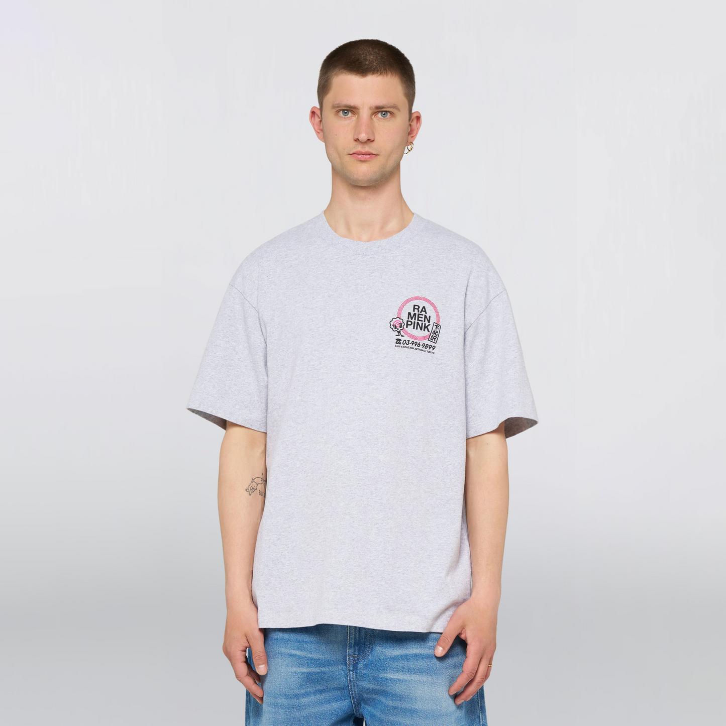 Ramen Pink T-Shirt Grey Marl