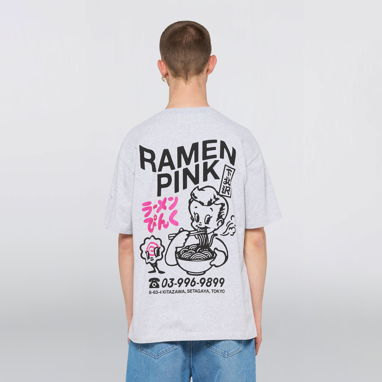Ramen Pink T-Shirt Grey Marl