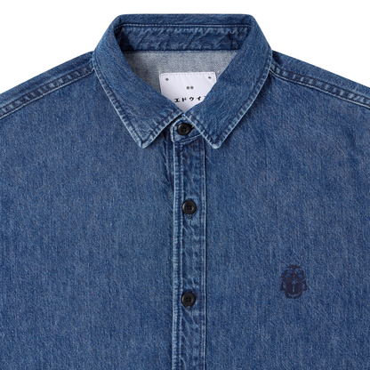 Sebastian Longsleeve Shirt Blue (Mid Stone Wash)