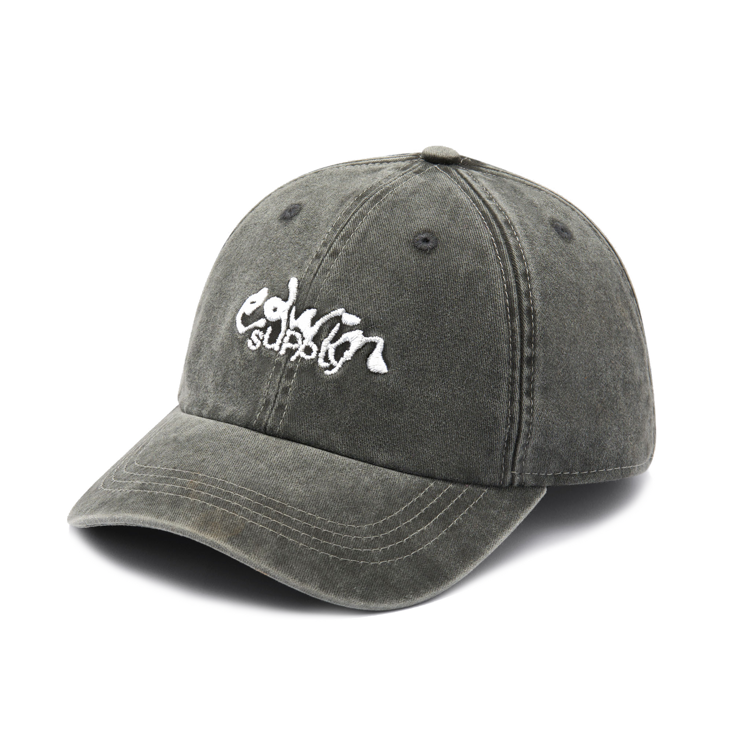 Soft Washed 6 Panel Cap Black (Stone Washed)