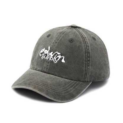 Soft Washed 6 Panel Cap Black (Stone Washed)