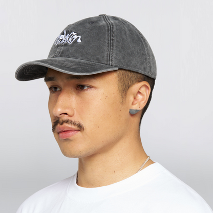 Soft Washed 6 Panel Cap Black (Stone Washed)