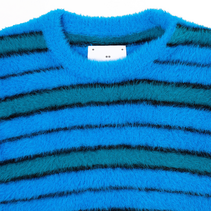 Striped Hairy Sweater Blue / Aqua / Black
