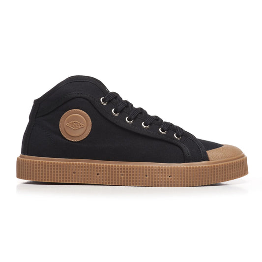 sanjo k100 black gum sneakers, side view
