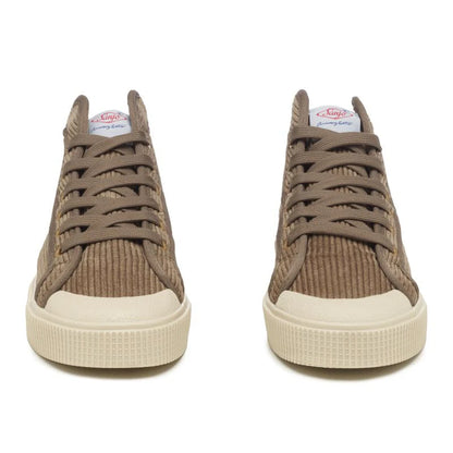 Sanjo K100 Corduroy Brown Sneakers pair, front view