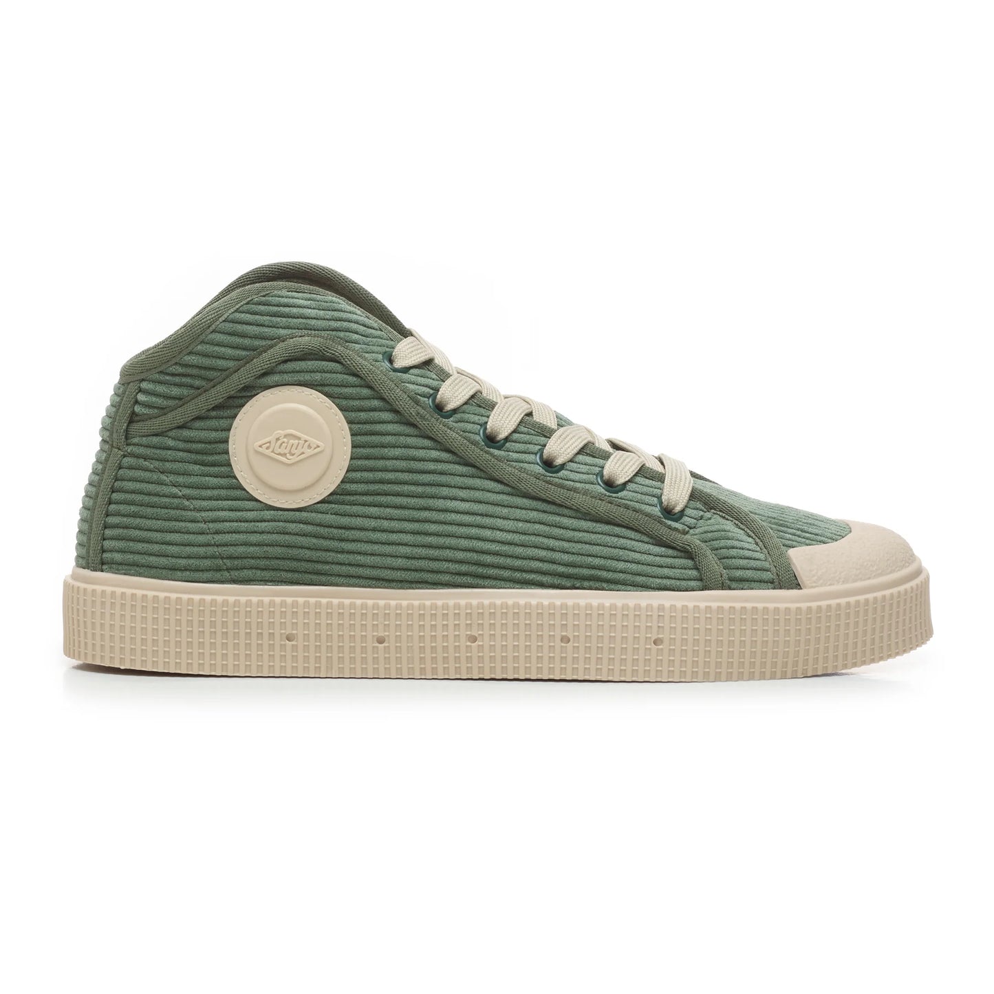 Sanjo K100 Corduroy Olive Sneakers, side view