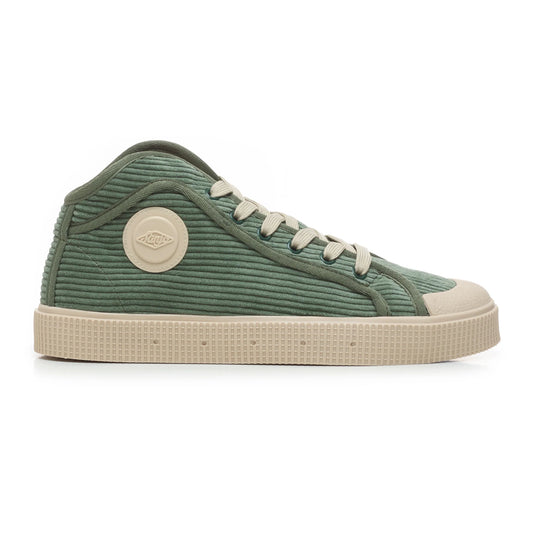 Sanjo K100 Corduroy Olive Sneakers, side view