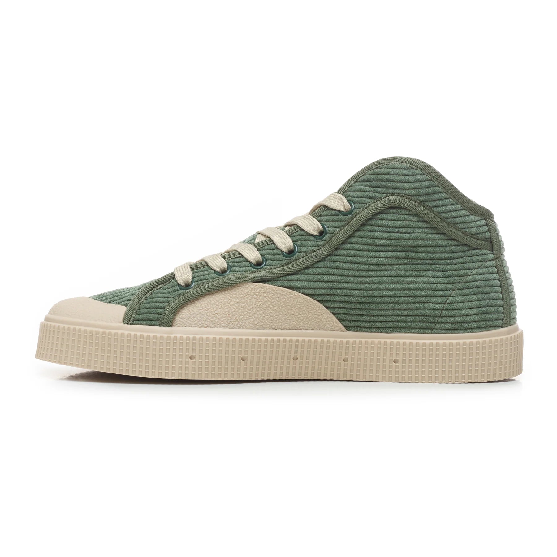 Sanjo K100 Corduroy Olive Sneakers, side view