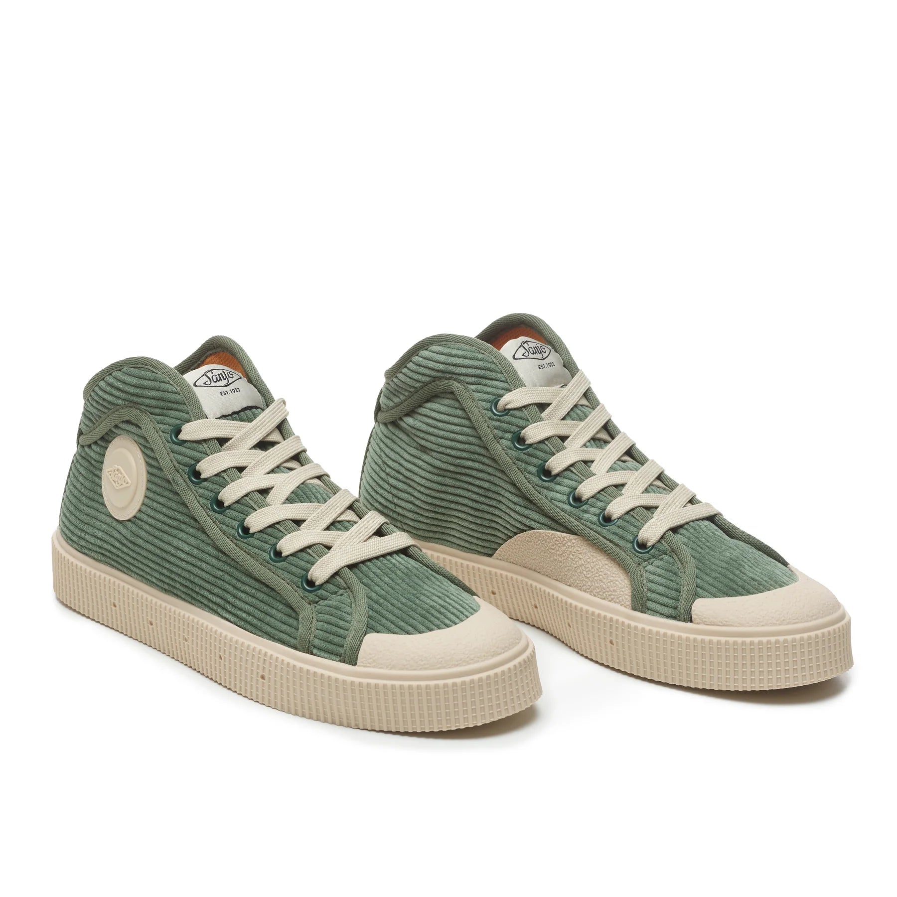 Sanjo K100 Corduroy Olive Sneakers pair