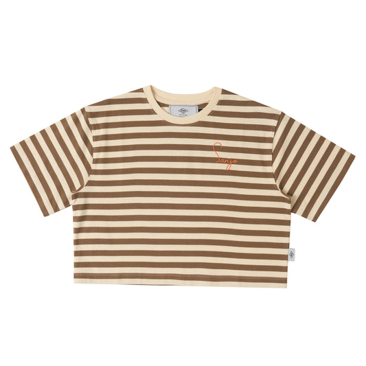 Stripes 80 Crop Top Cappuccino / Ecru