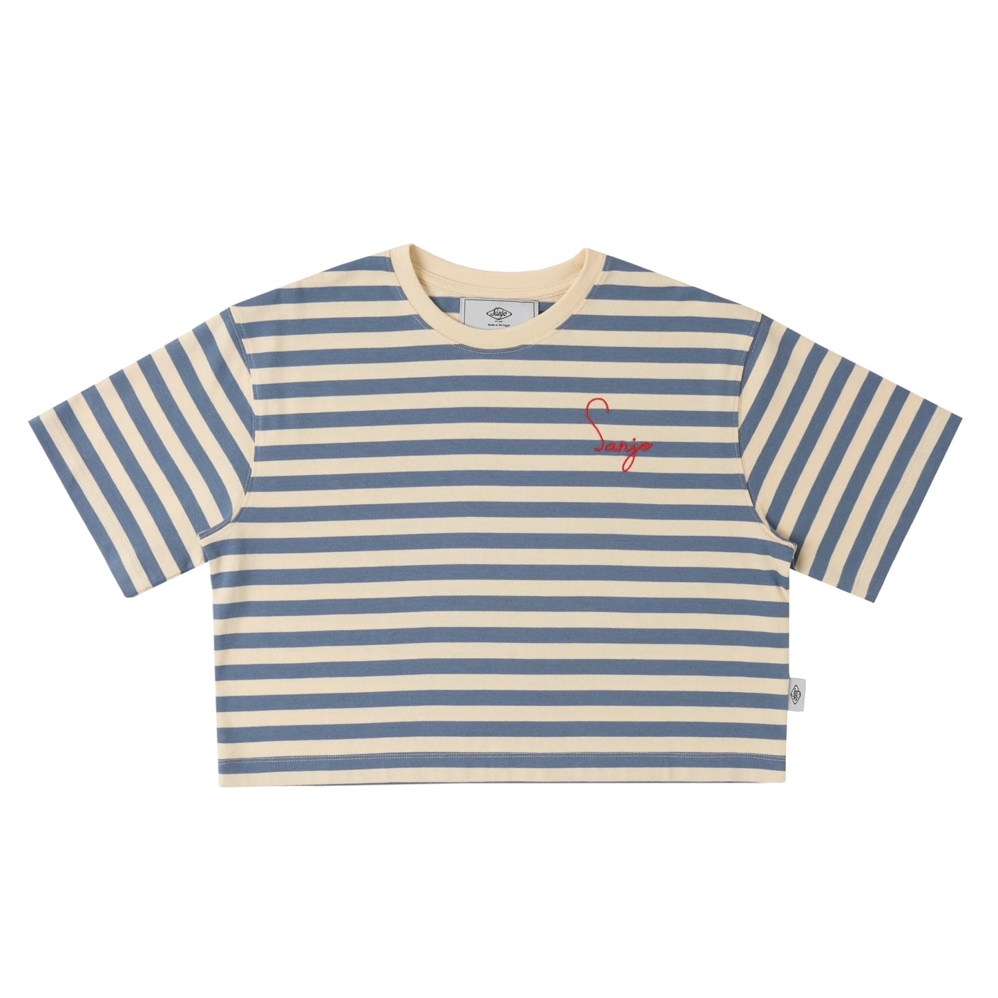 Stripes 80 Crop Top Denim / Ecru