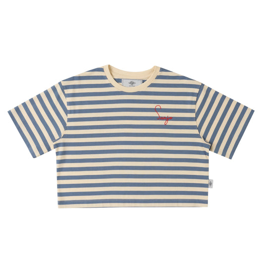 Stripes 80 Crop Top Denim / Ecru