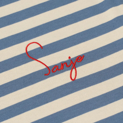 Stripes 80 Crop Top Denim / Ecru