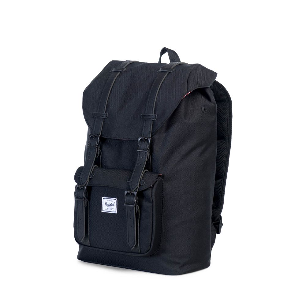 herschel little america mid volume black crosshatch